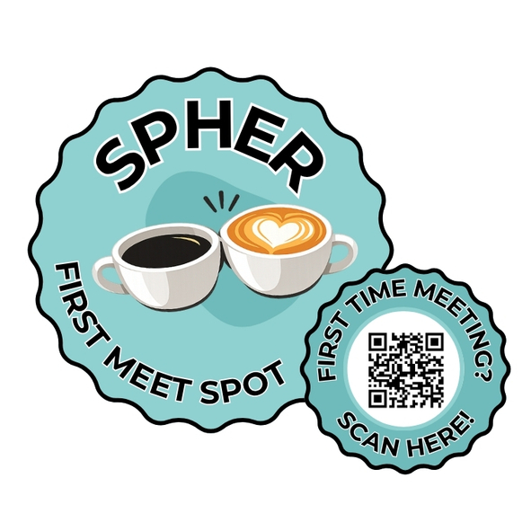 Spher First Meet Spot sticker for recommended coffee shops in Sweden